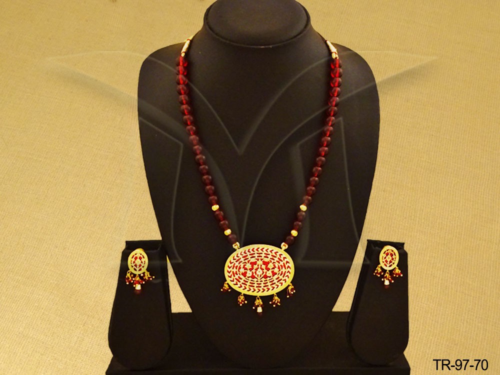 Oval Rajwadi Single Thewa Jewellery