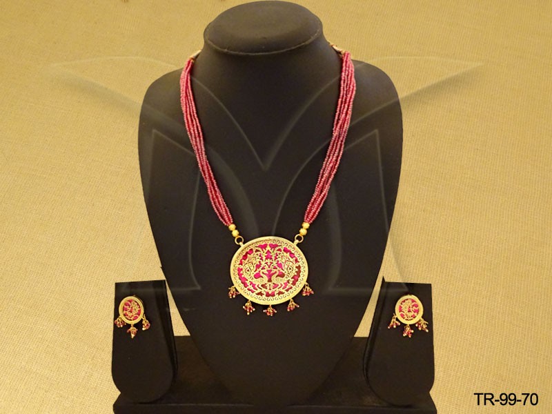 Round Rajasthani Single Thewa Jewellery